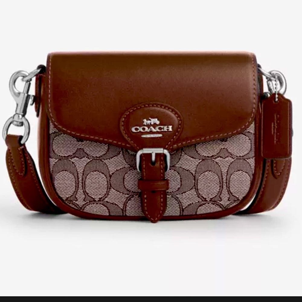 COACH AMELIA SMALL SADDLE BAG IN SIGNATURE JACQUARD NWT